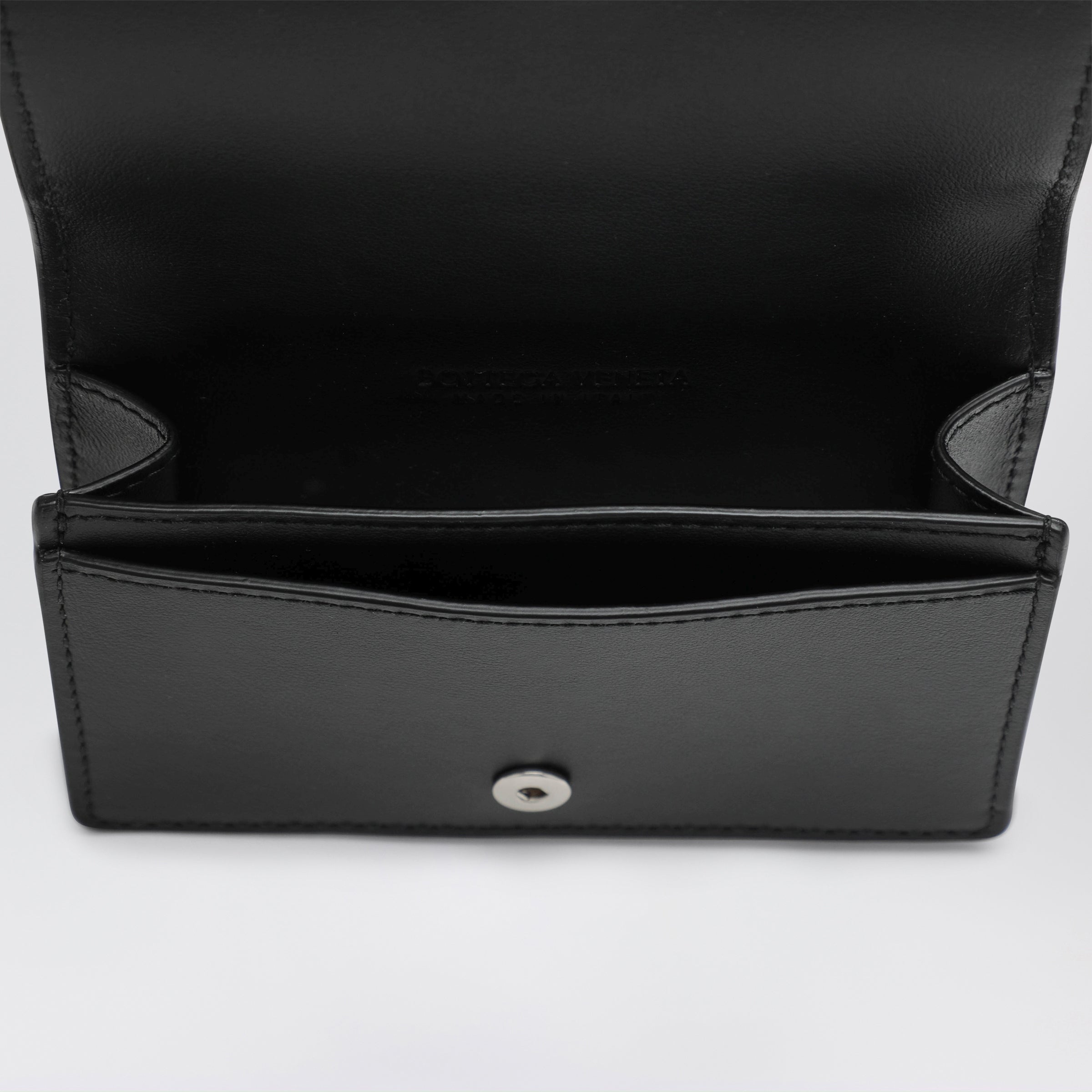 Bottega Veneta Intrecciato business card holder in black leather