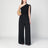 Black top in viscose crêpe and wool
