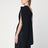 Black top in viscose crêpe and wool