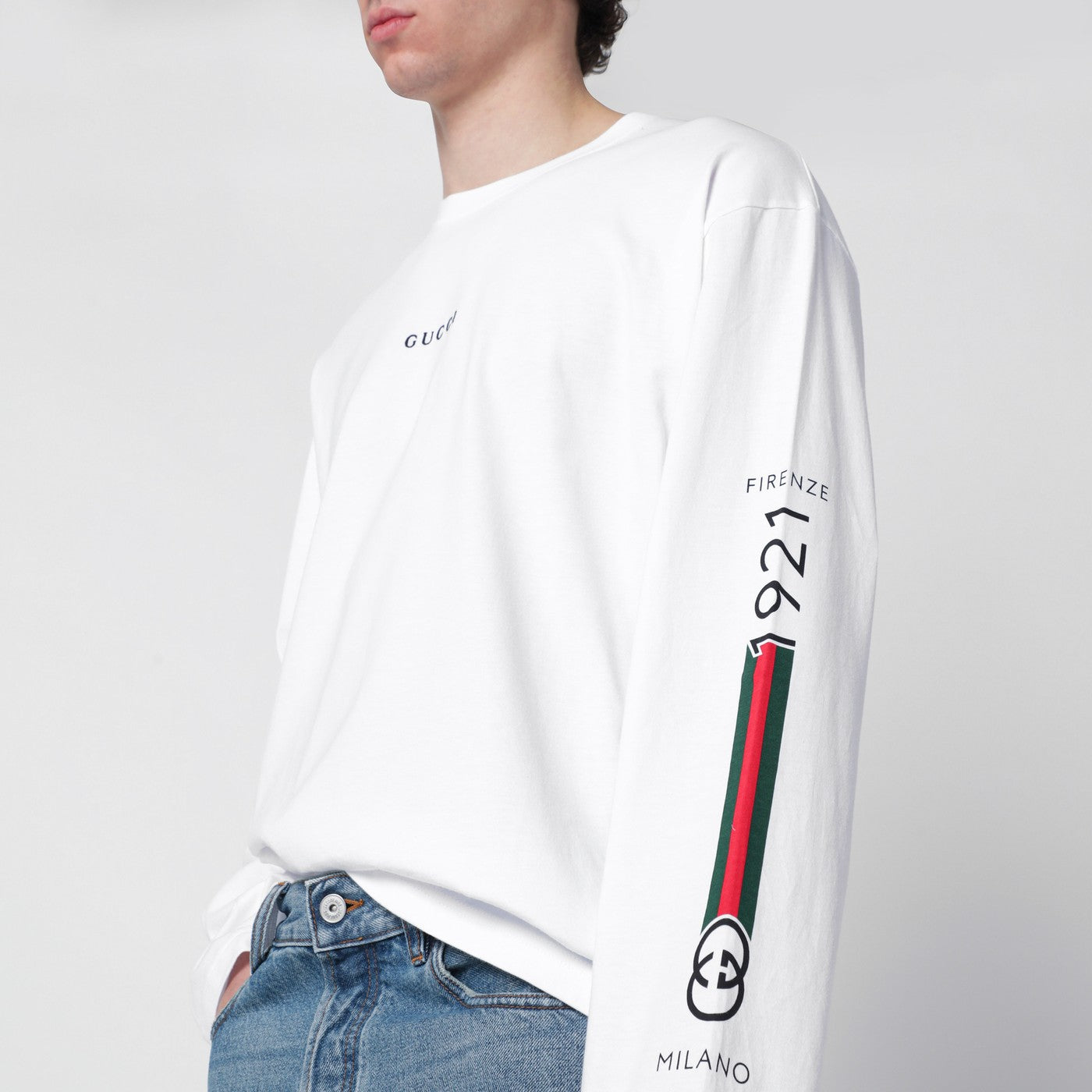 GUCCI White long-sleeve T-shirt with logo | TheDoubleF