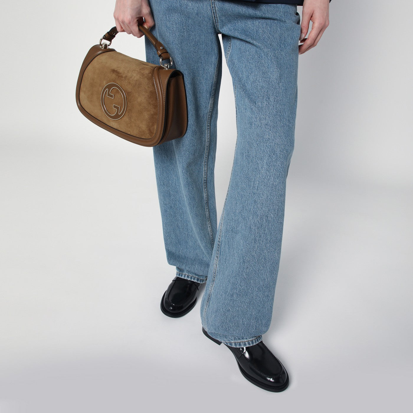 Sac à bandoulière Mini Blondie marron en daim