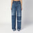 Jeans ampio bicolore con trattamento stone-washed