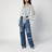 Jeans ampio bicolore con trattamento stone-washed