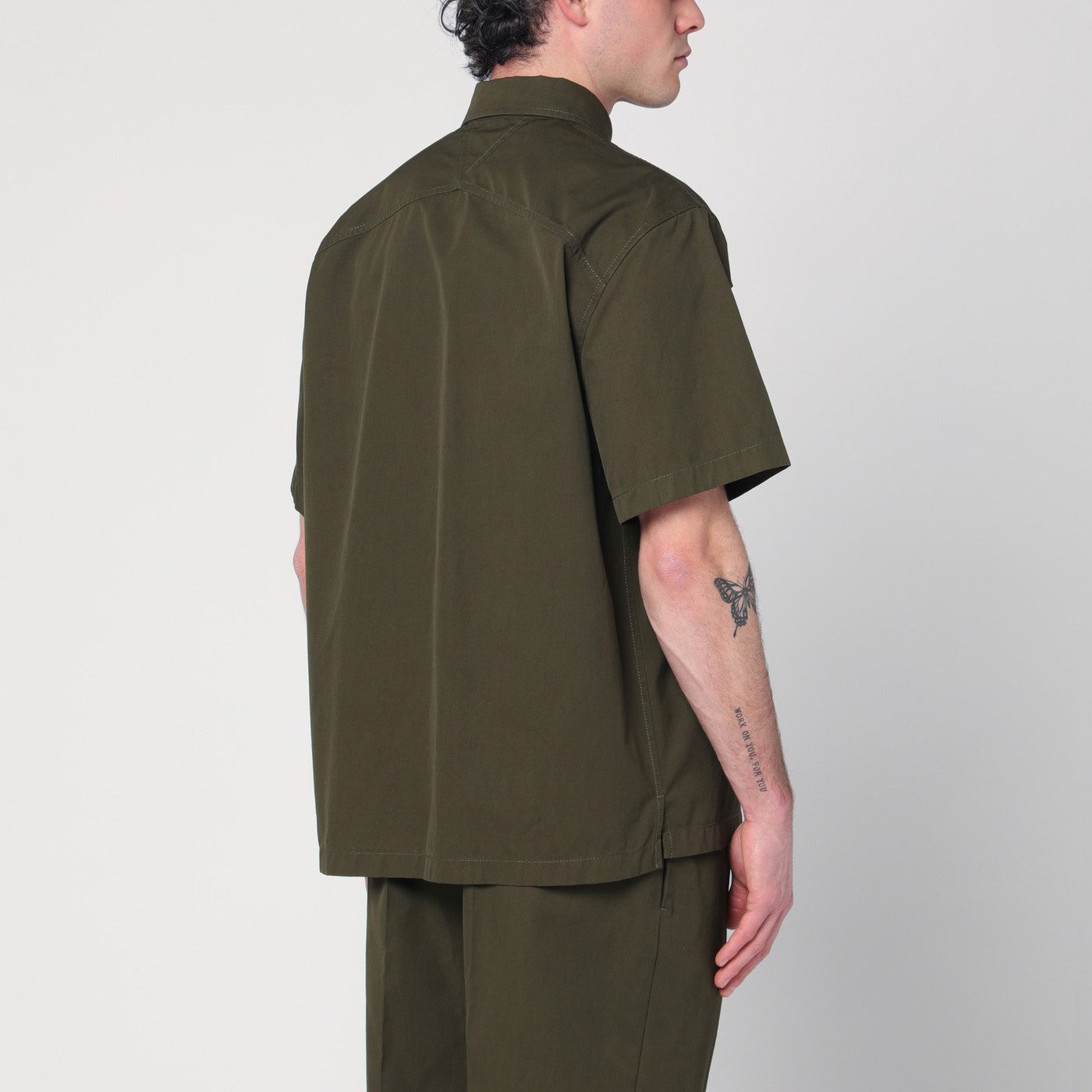 Camicia verde kaki in cotone