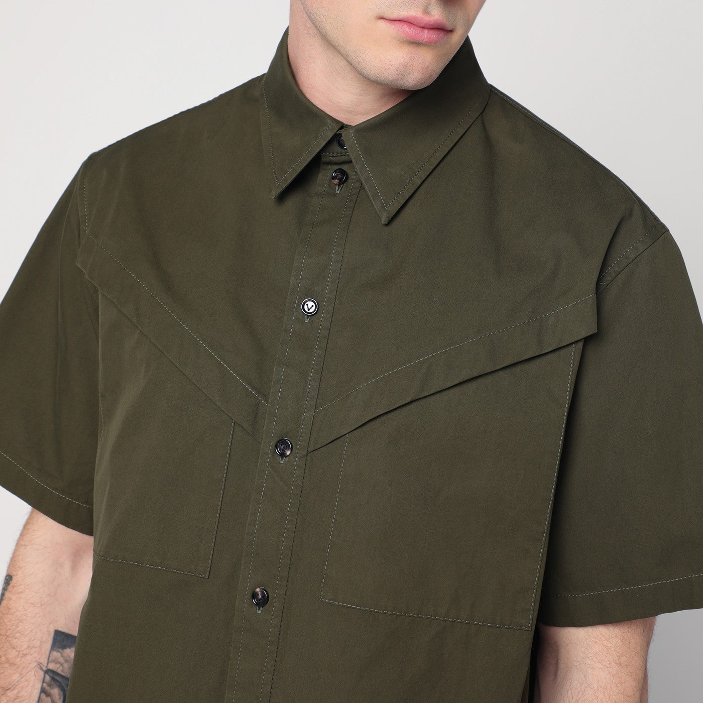 Camicia verde kaki in cotone