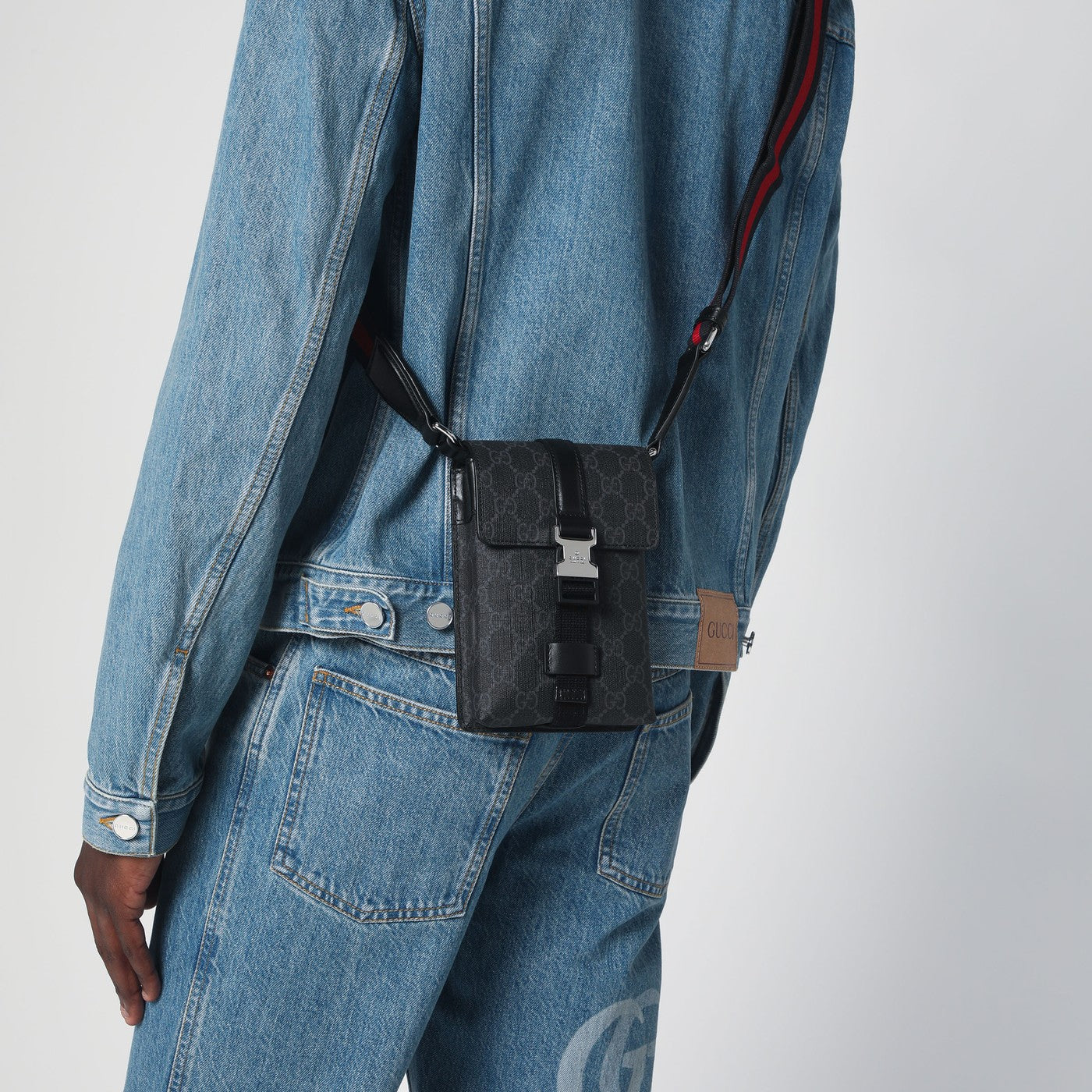 Mini shoulder bag in black GG Supreme fabric