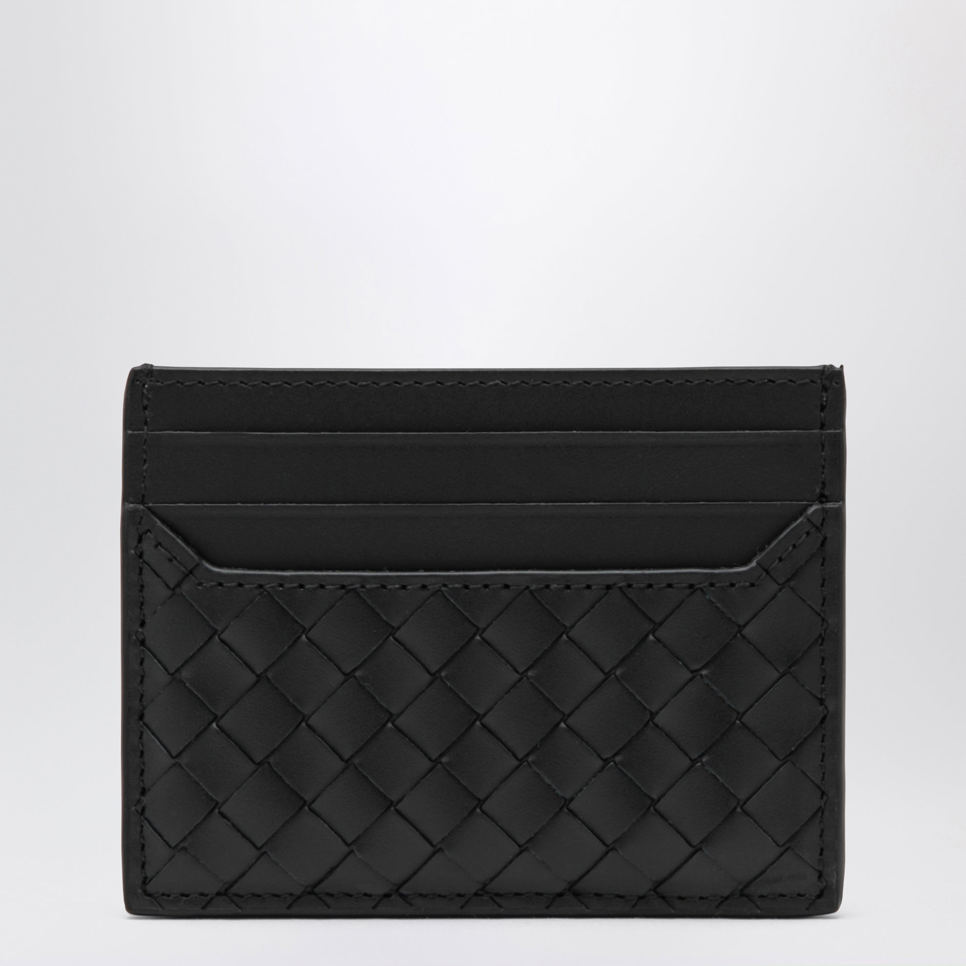 Porte-cartes Intrecciato Piccolo en cuir noir Thunder