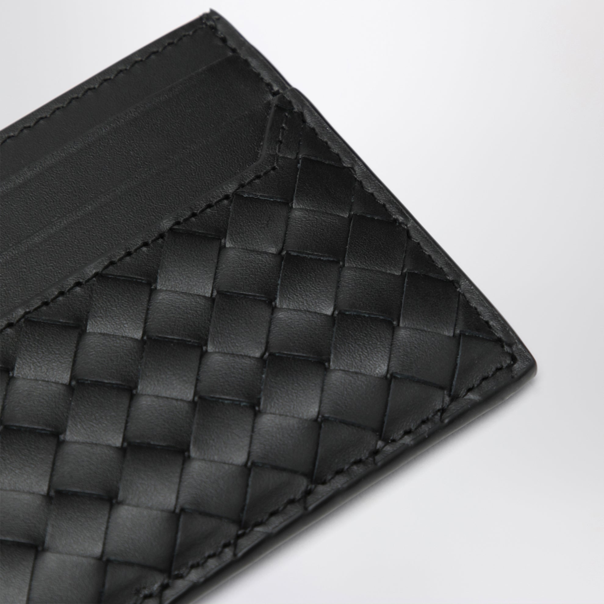 Porte-cartes Intrecciato Piccolo en cuir noir Thunder