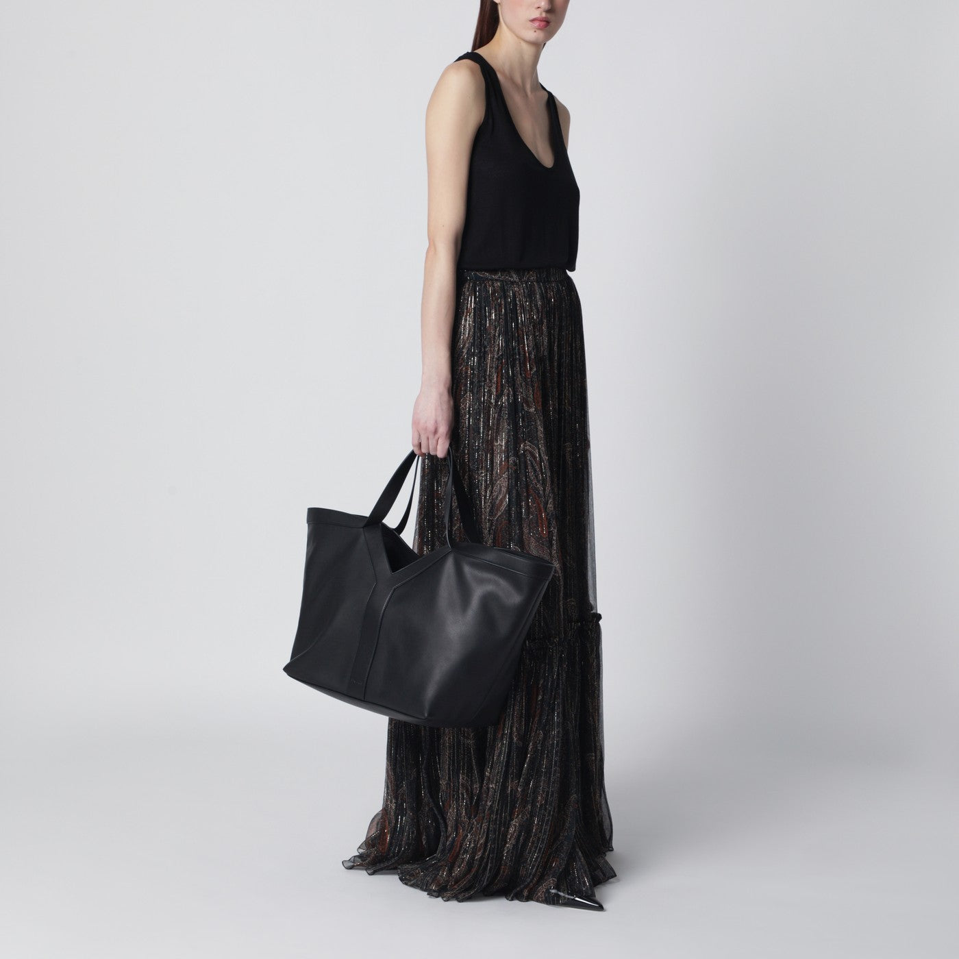 Borsa tote Y nera in pelle