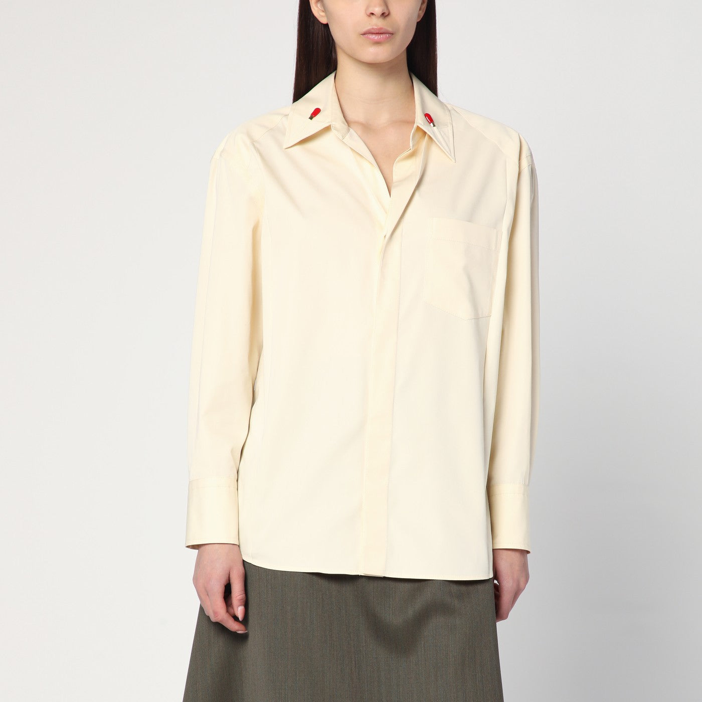 Chemise crème en coton et soie