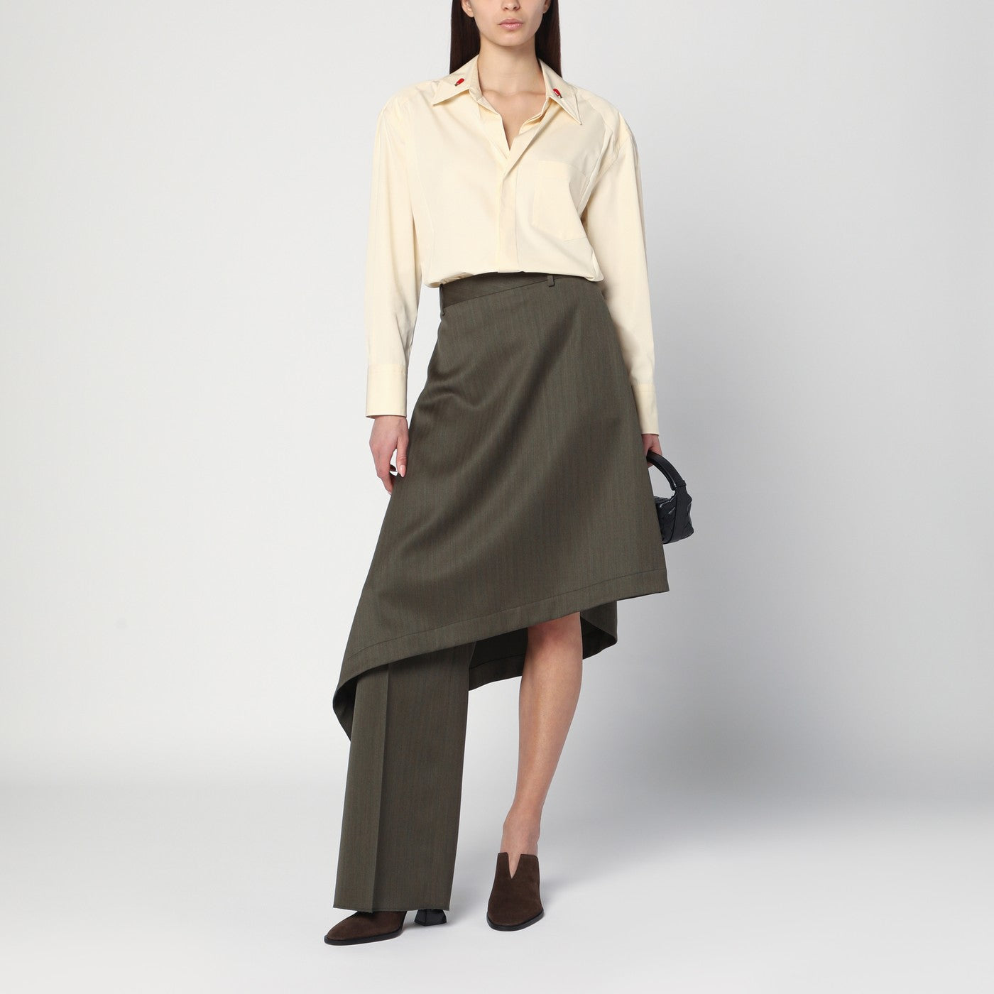 Chemise crème en coton et soie