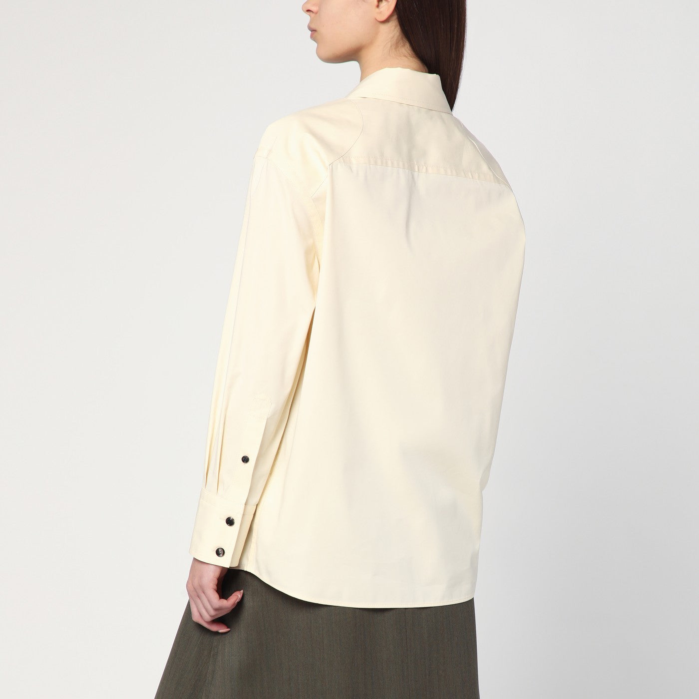 Chemise crème en coton et soie