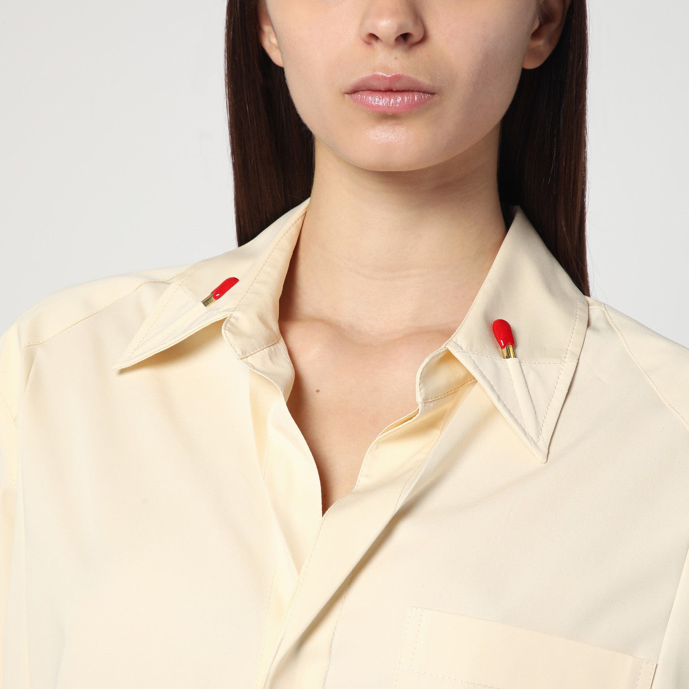Chemise crème en coton et soie