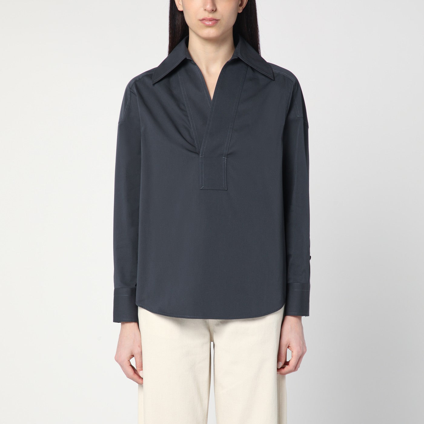 Grey cotton and silk shirt