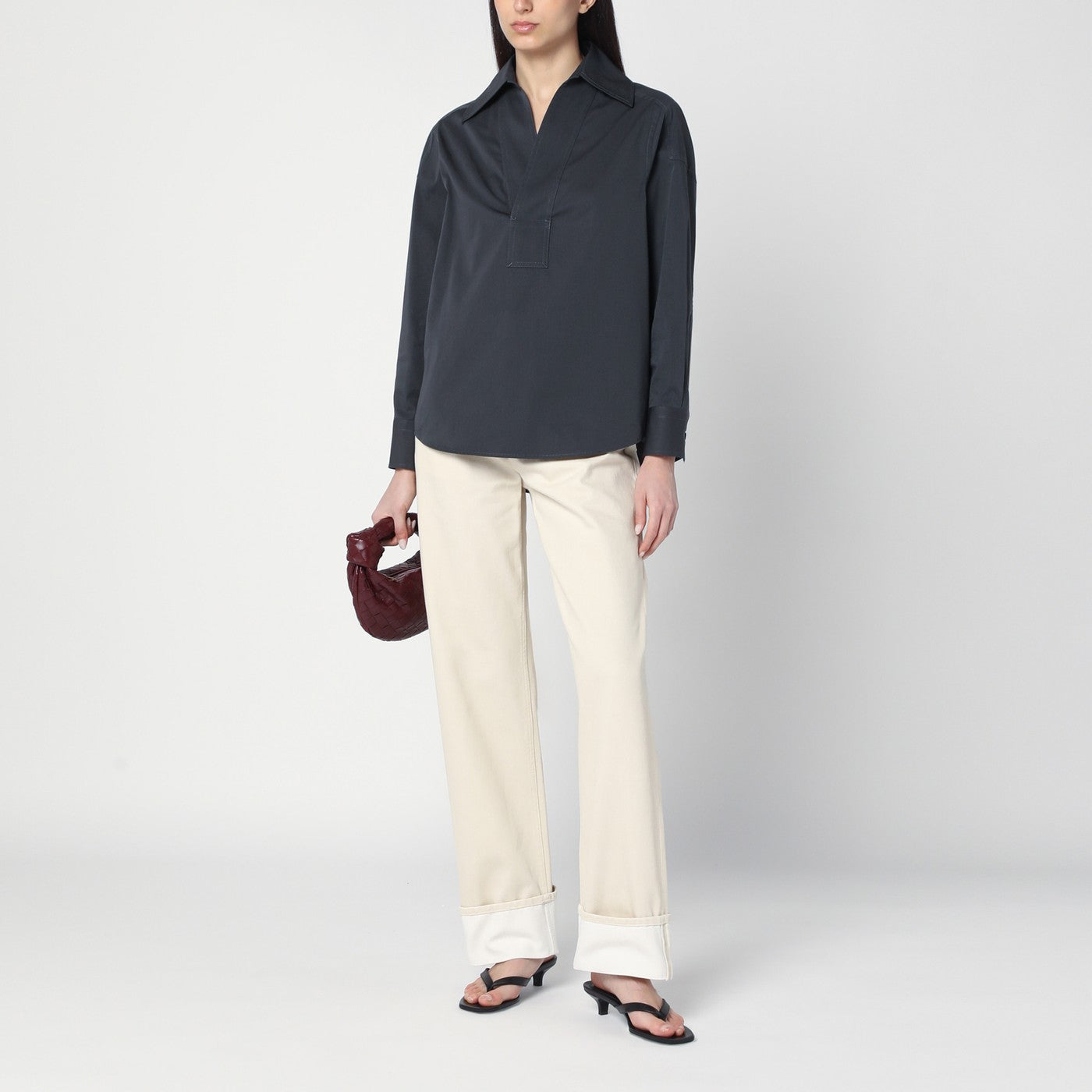 Grey cotton and silk shirt