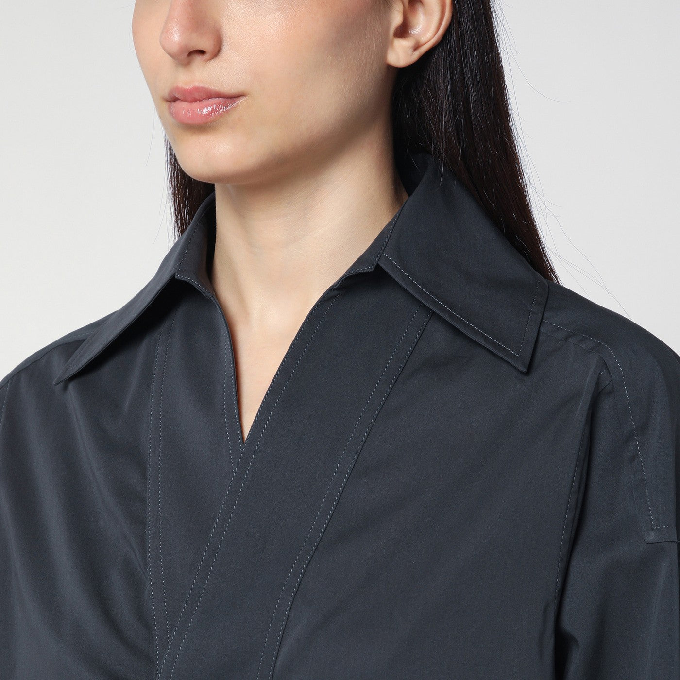 Grey cotton and silk shirt