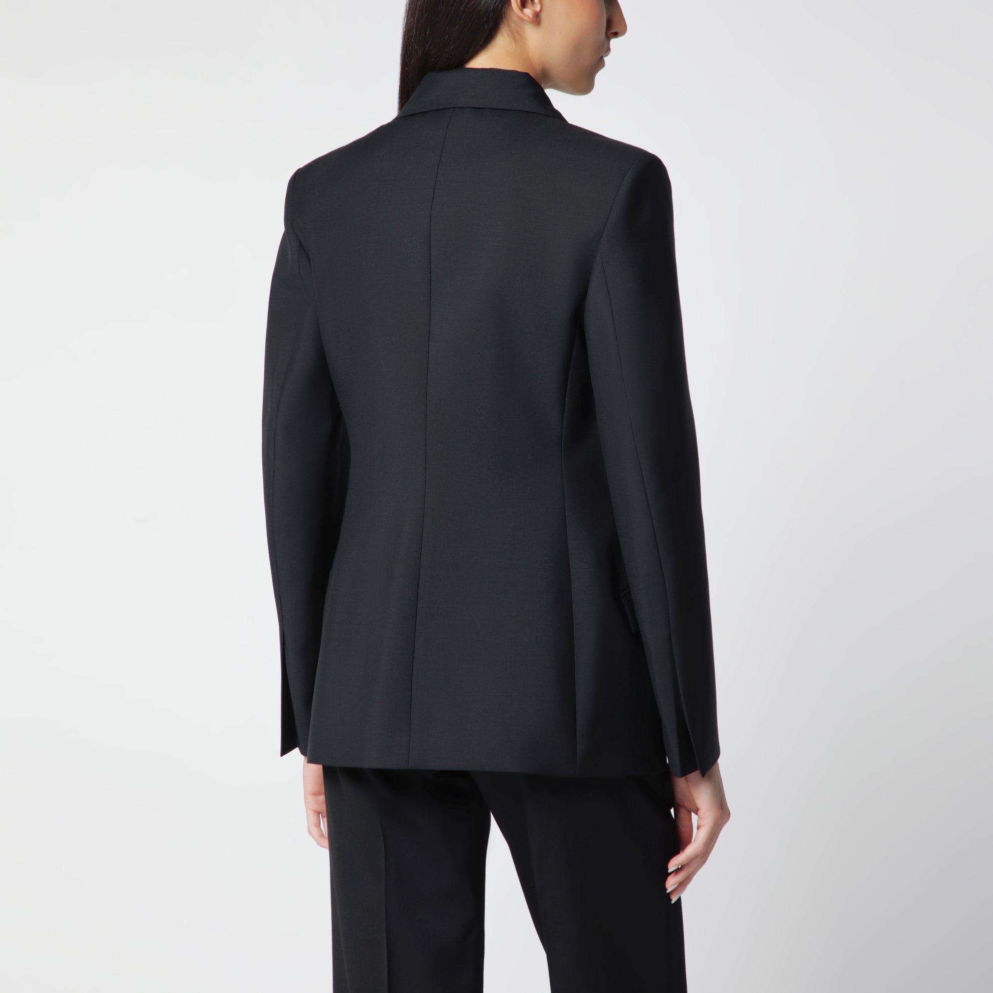 Black Double-Breasted Wool-Blend Jacket