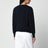 Maglione blu navy in lana con doppio scollo a V