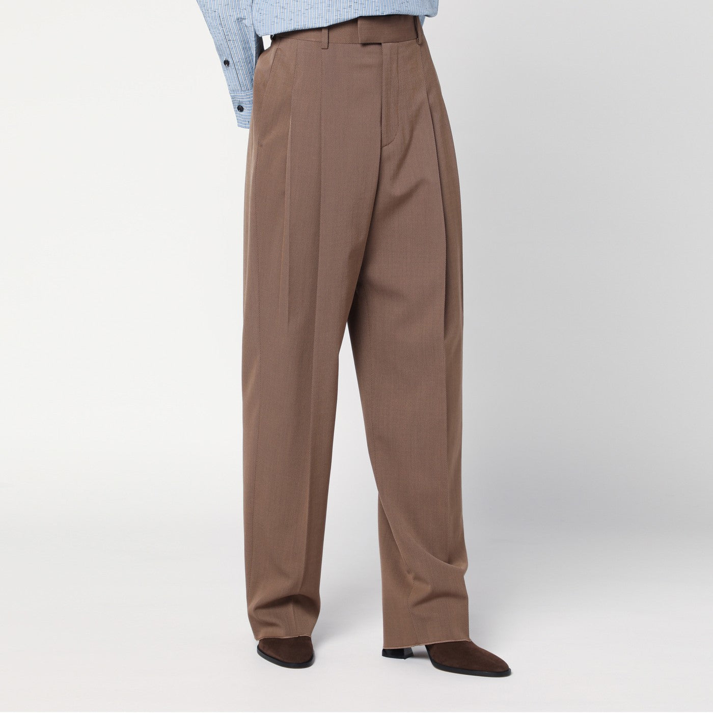 Pantalone marrone in misto lana