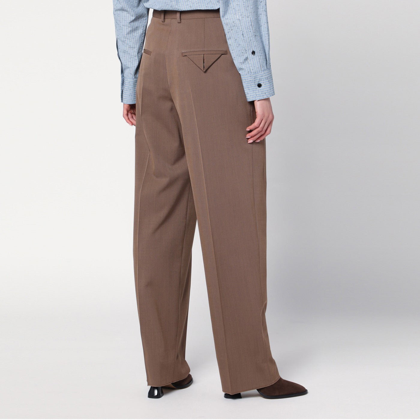 Pantalone marrone in misto lana