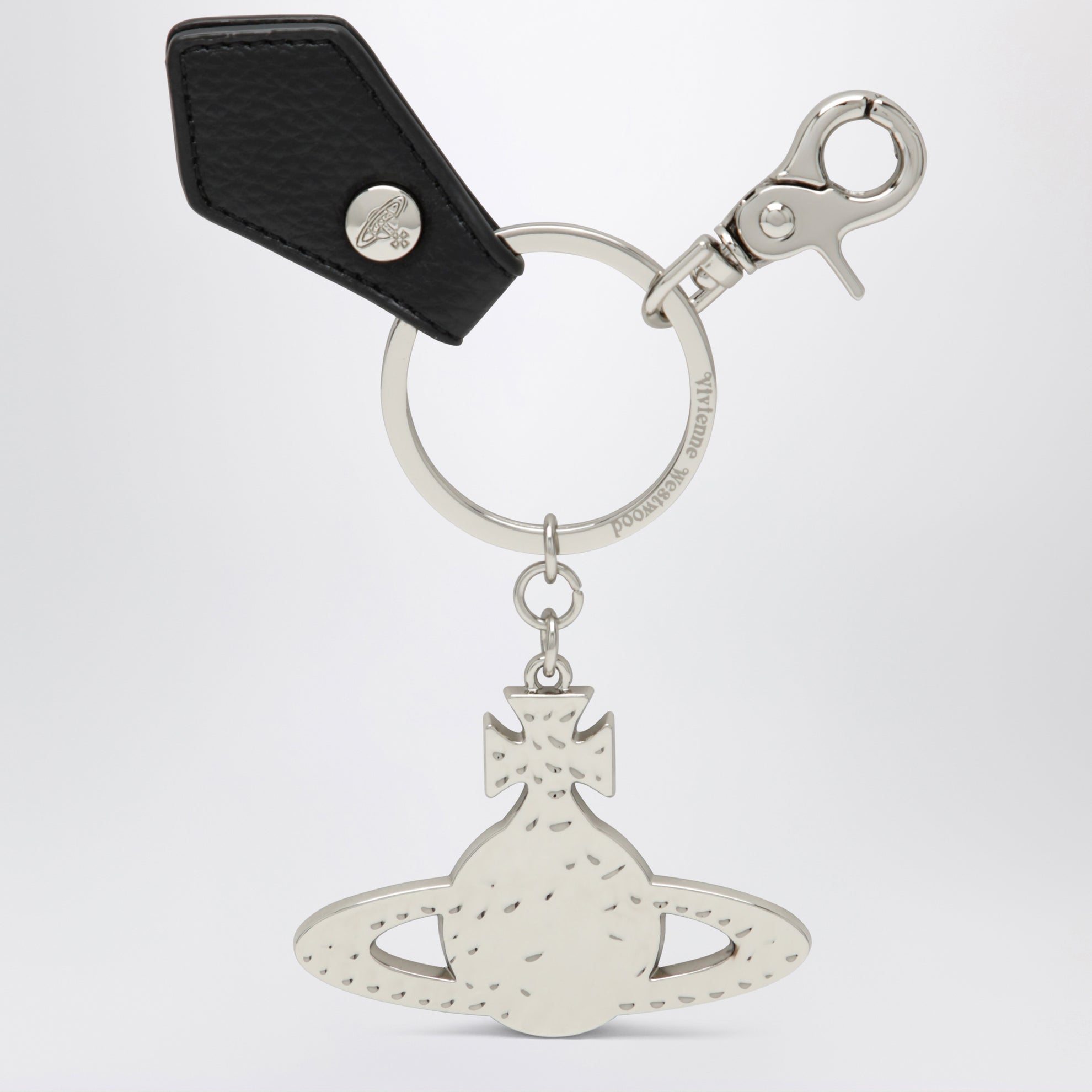 Porte-clés Orb martelé plaqué argent noir