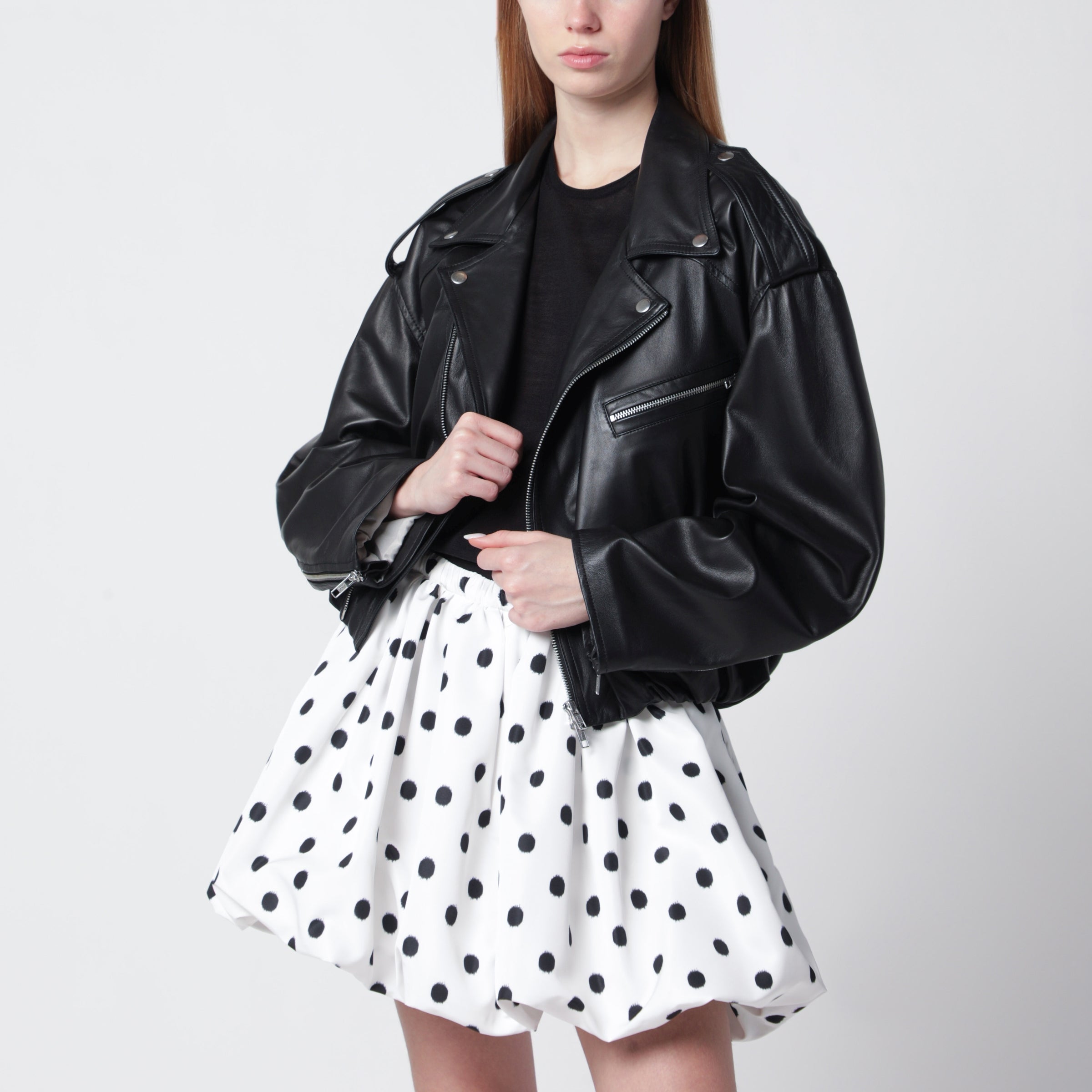 SWD BY SWORD Black balloon leather bomber jacket | TheDoubleF