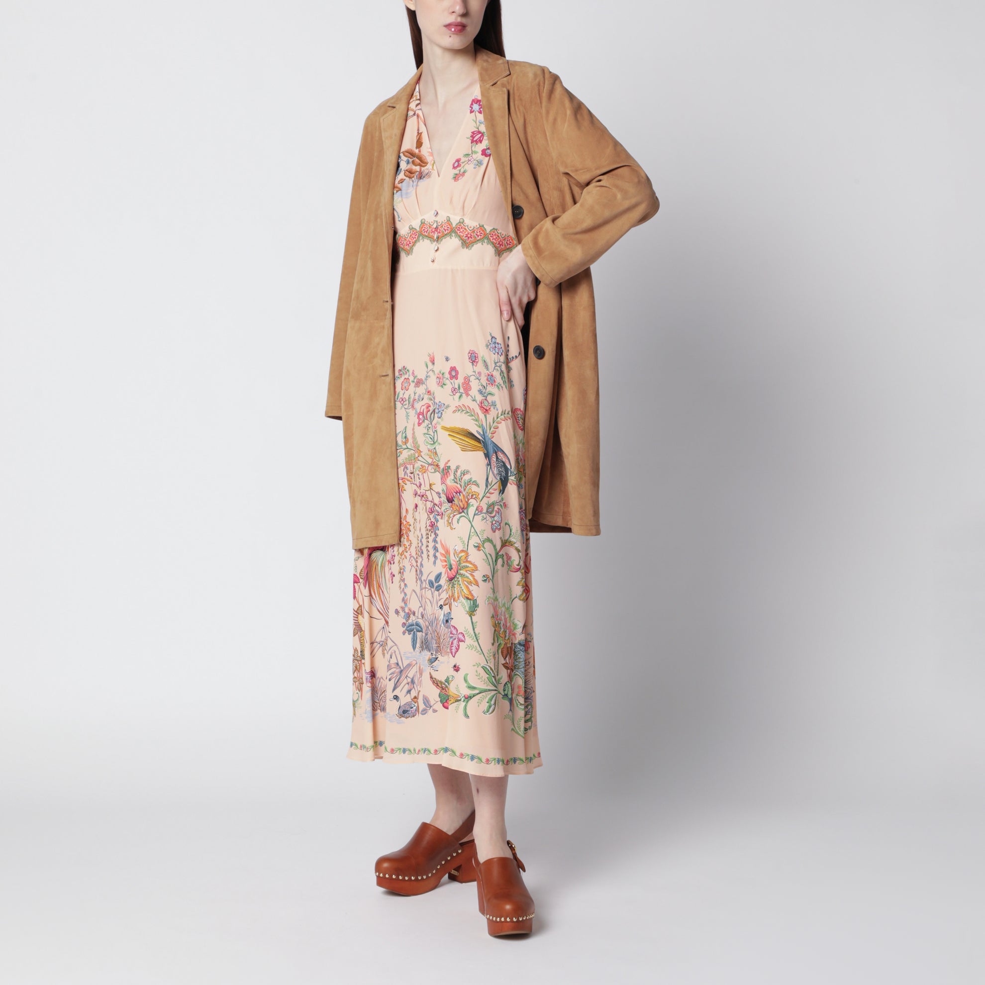 Braune lange Jacke aus Wildleder