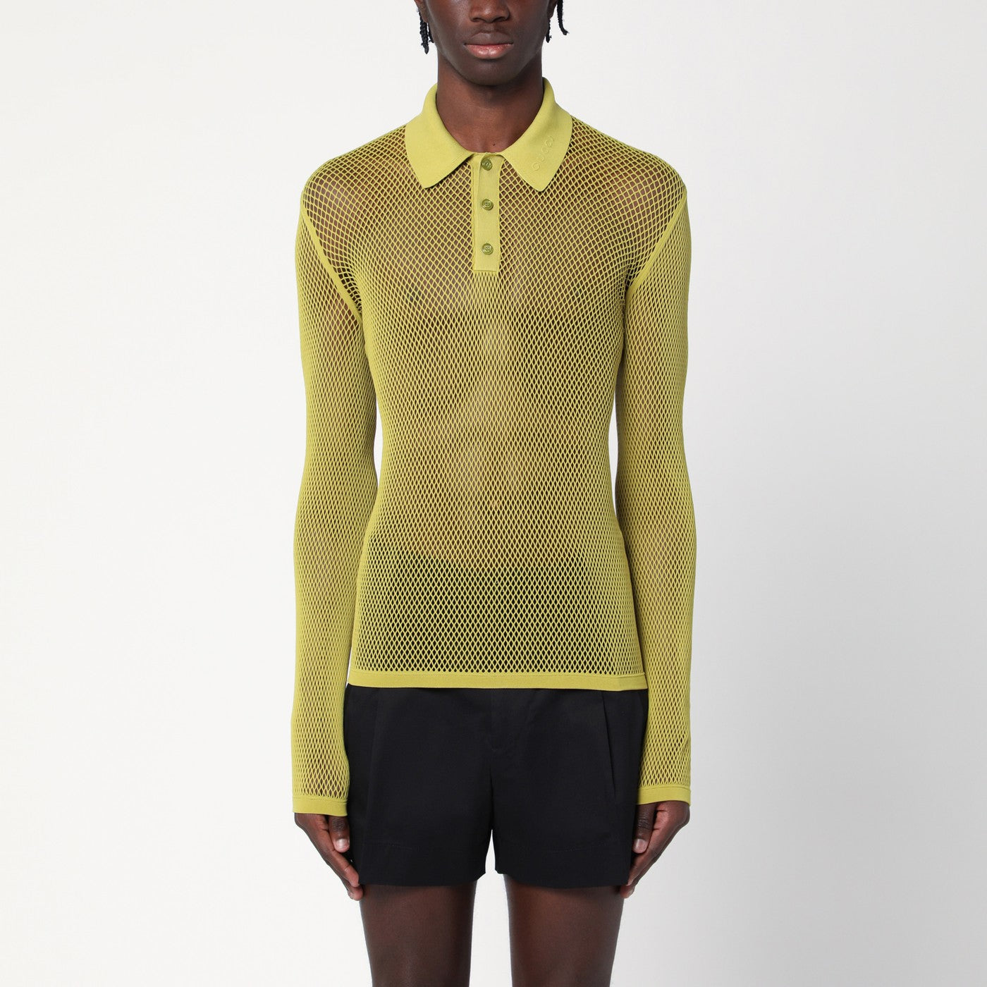 Polo in maglia tecnica traforata verde pistacchio