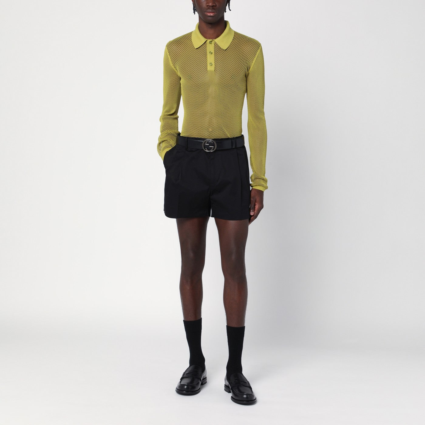 Polo in maglia tecnica traforata verde pistacchio