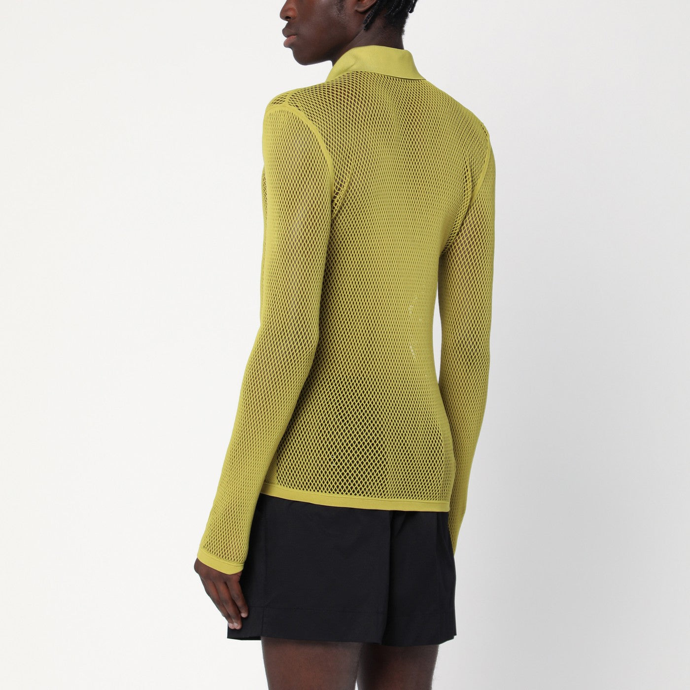 Polo in maglia tecnica traforata verde pistacchio