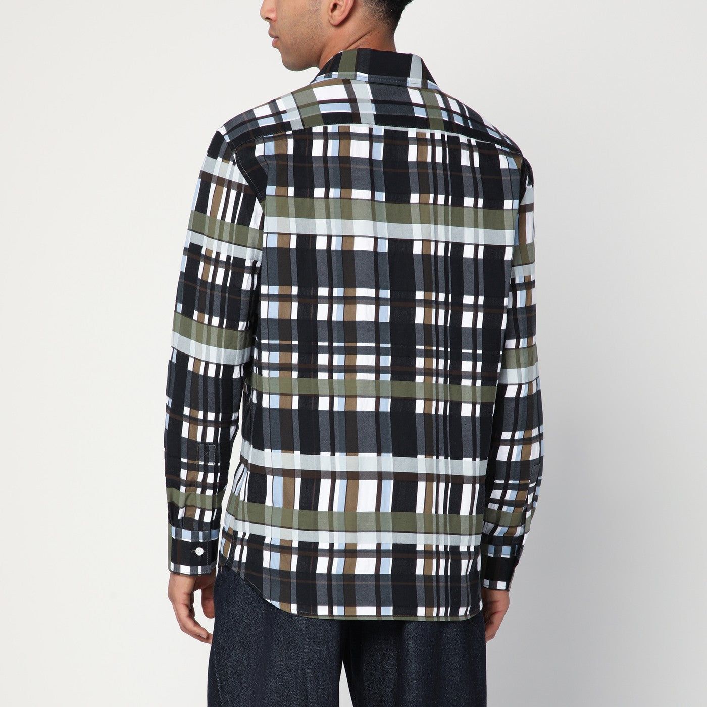 Hemd mit Karomuster in Grün/Schwarz/Weiß