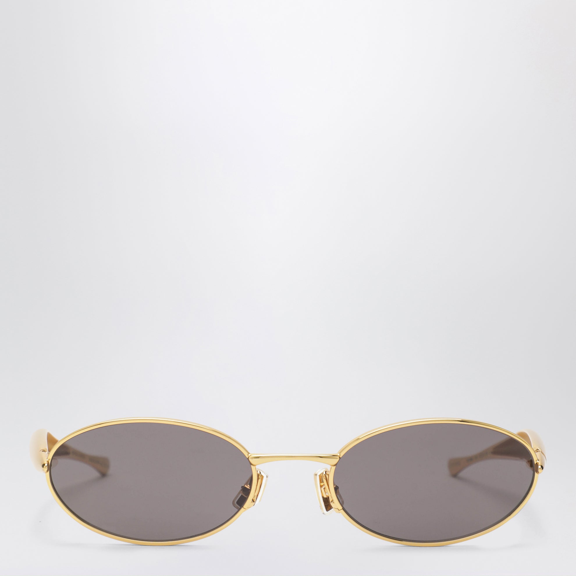 Ovale Sardine-Sonnenbrille aus Metall in Gold/Grau