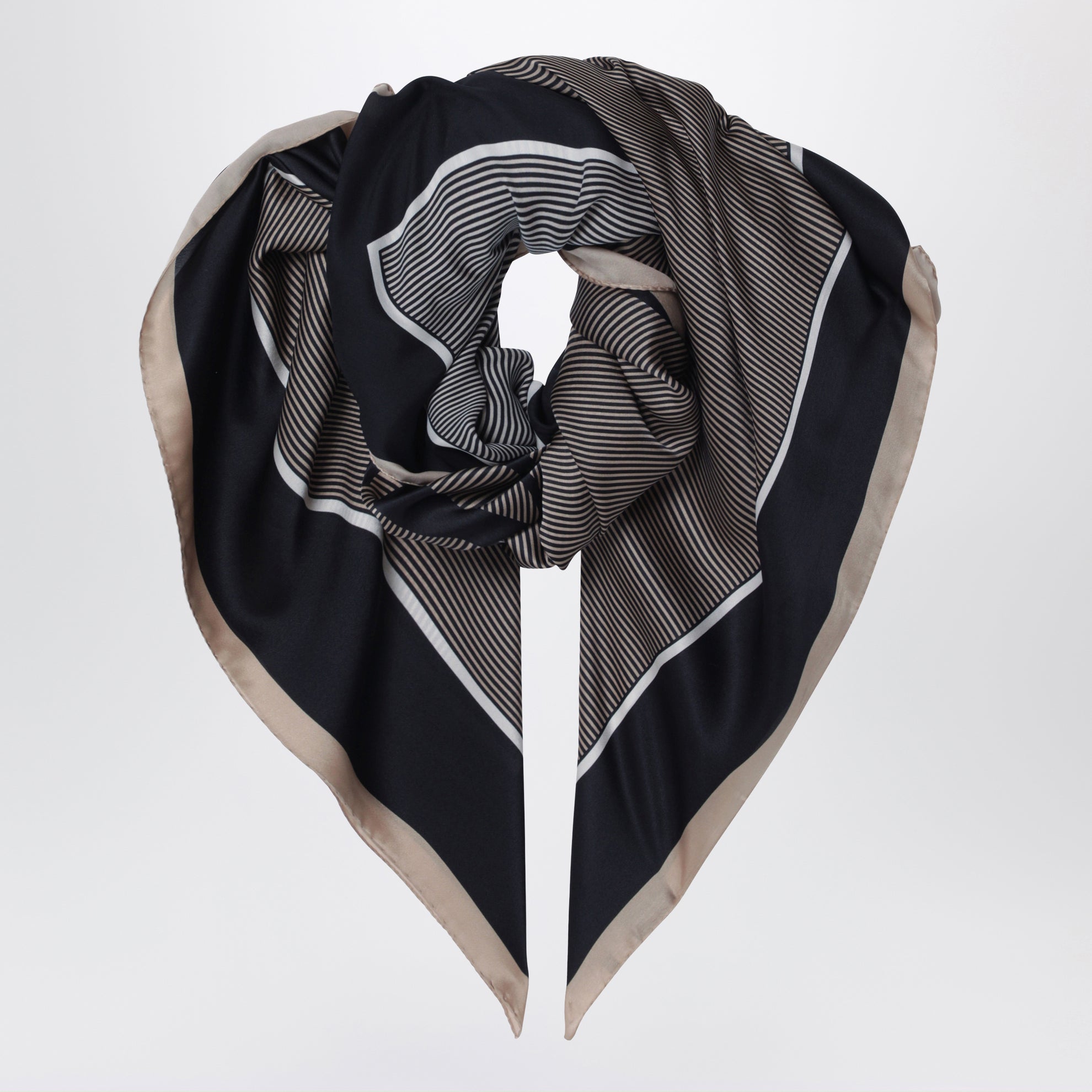 Cassandre striped silk charmeuse stole, navy/ivory