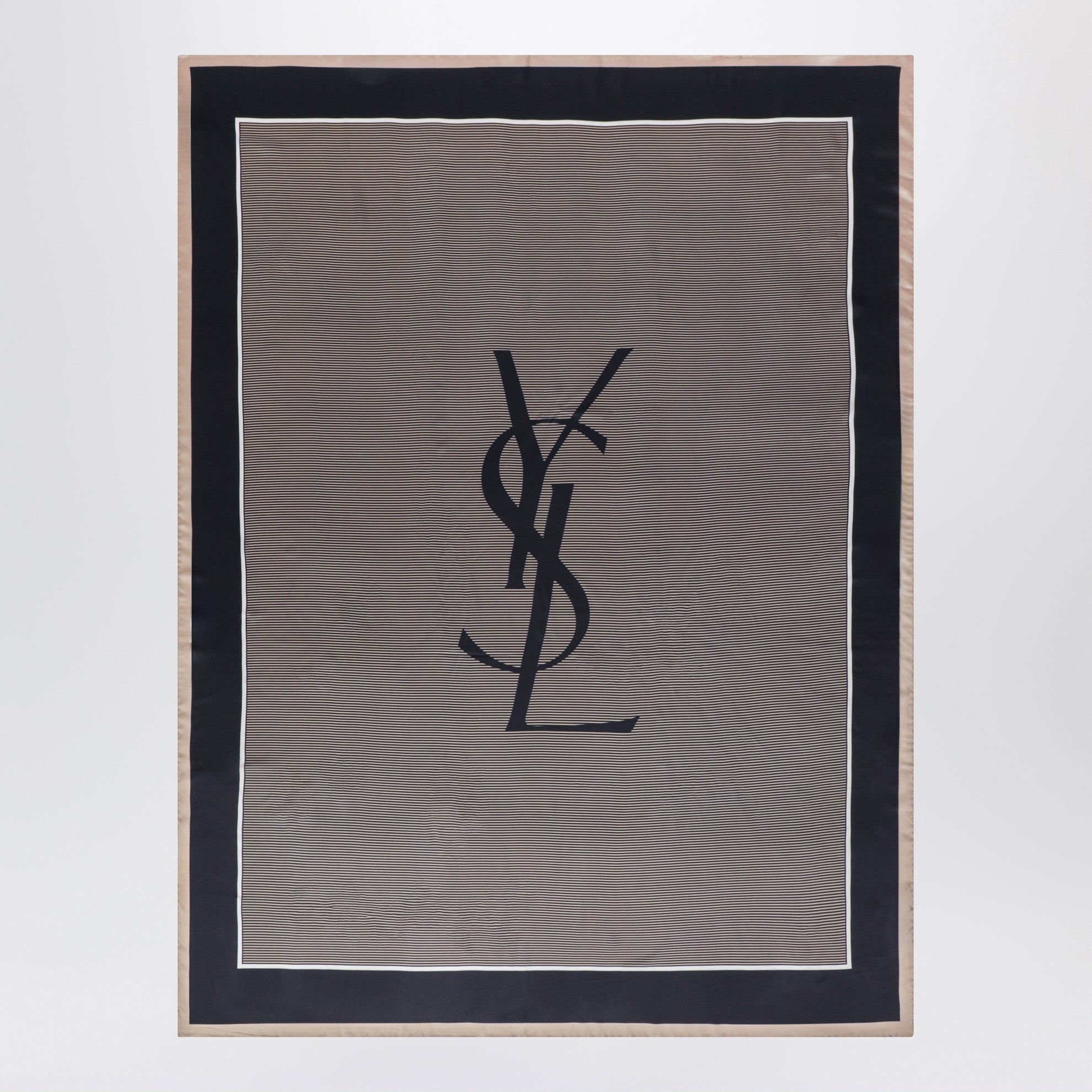 Cassandre striped silk charmeuse stole, navy/ivory