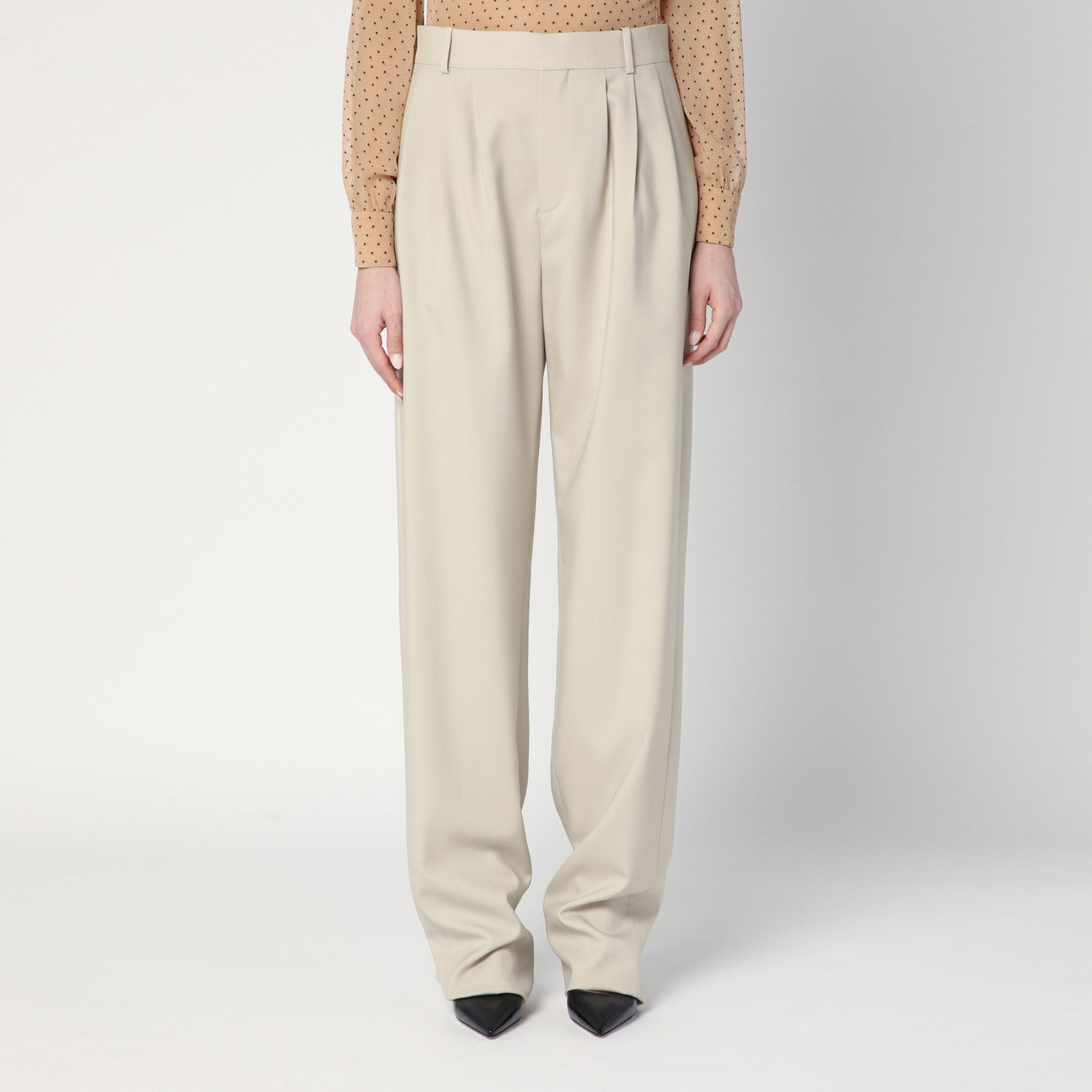 Pantalone beige in lana