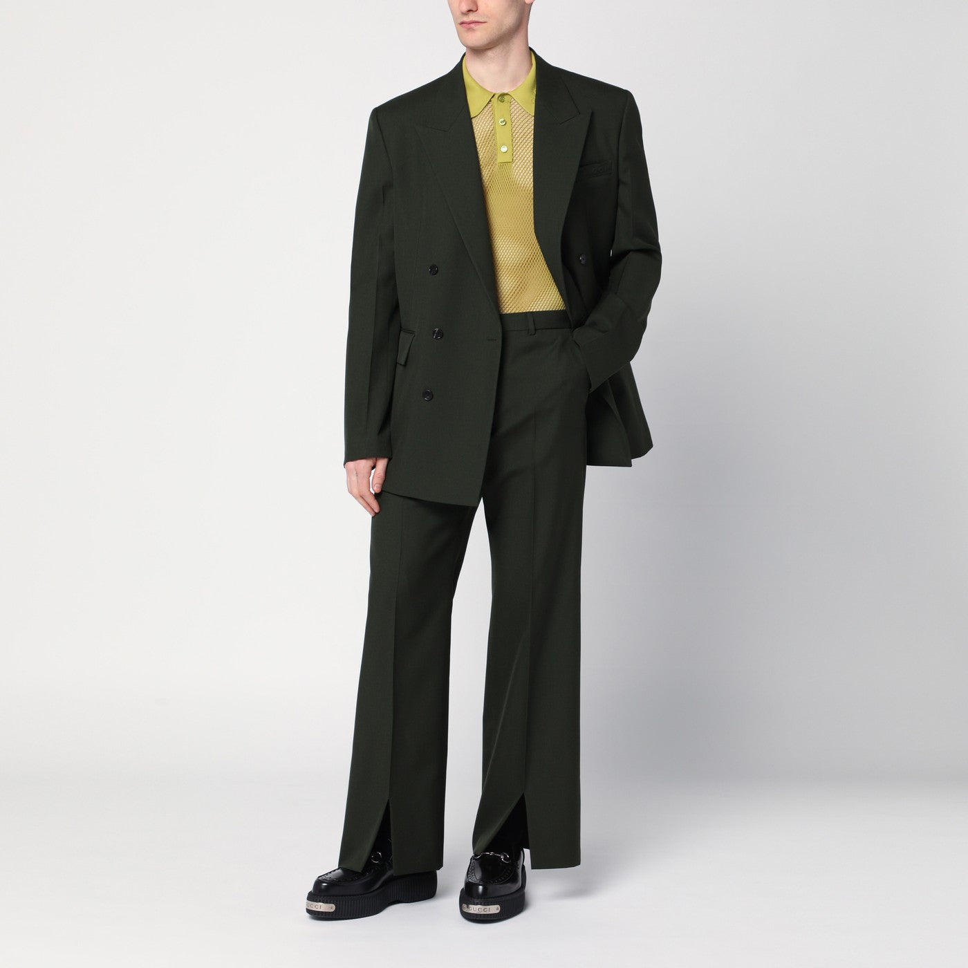 GUCCI Military green double-breasted jacket in wool | TheDoubleF