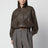 Khaki green leather bomber jacket