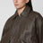 Khaki green leather bomber jacket
