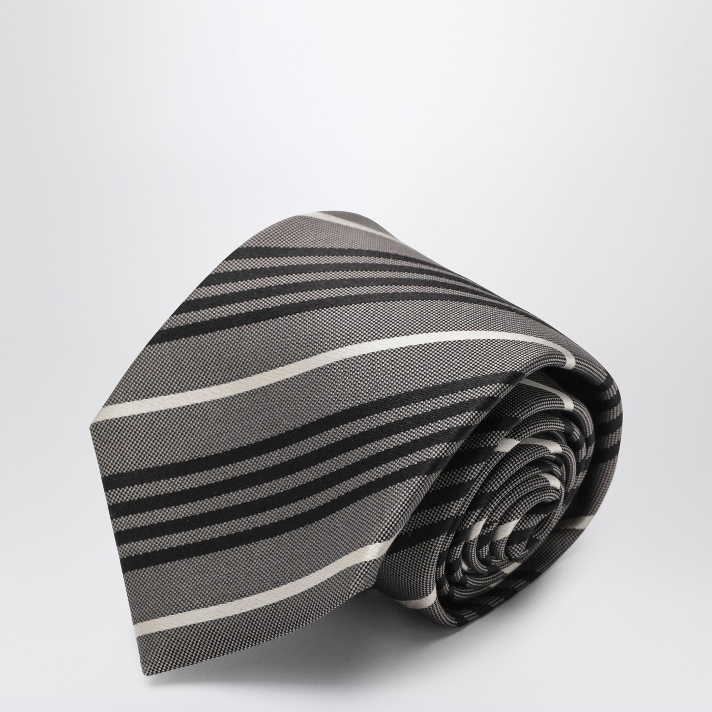 Gray striped silk tie