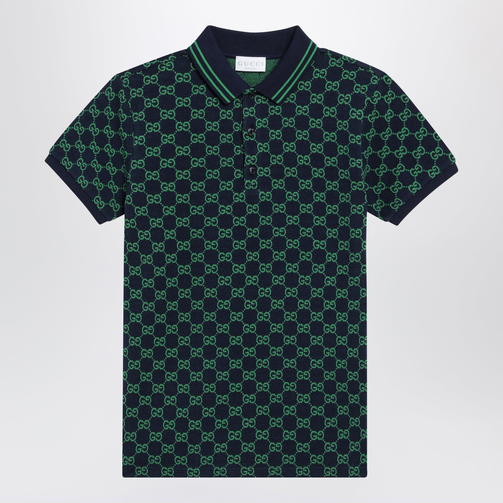 Cotton GG Polo Navy Blue / Green