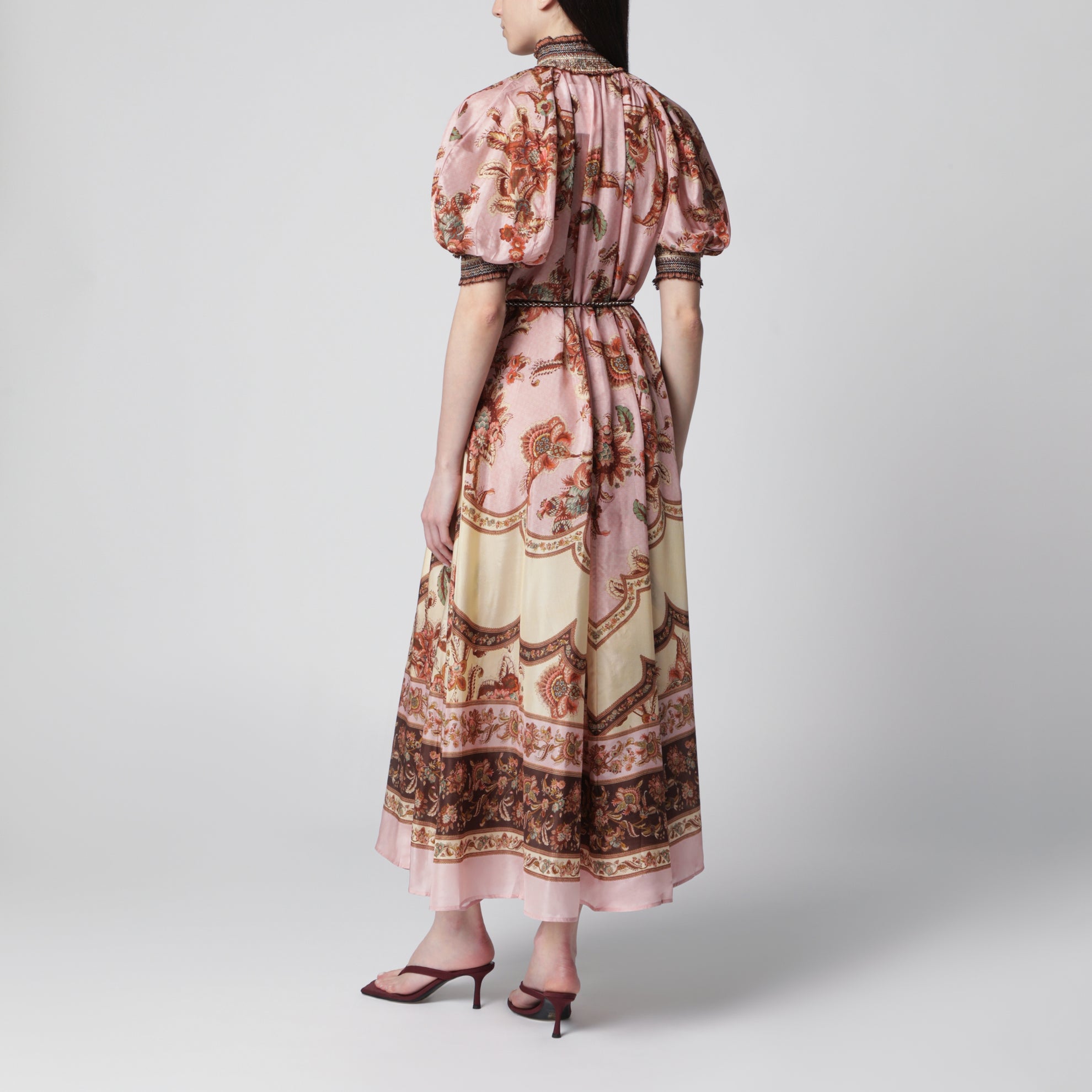 Lila Aster Maxikleid mit Puffärmeln