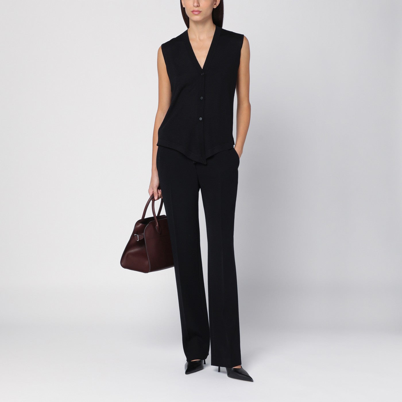 Black wool Waistcoat cardigan