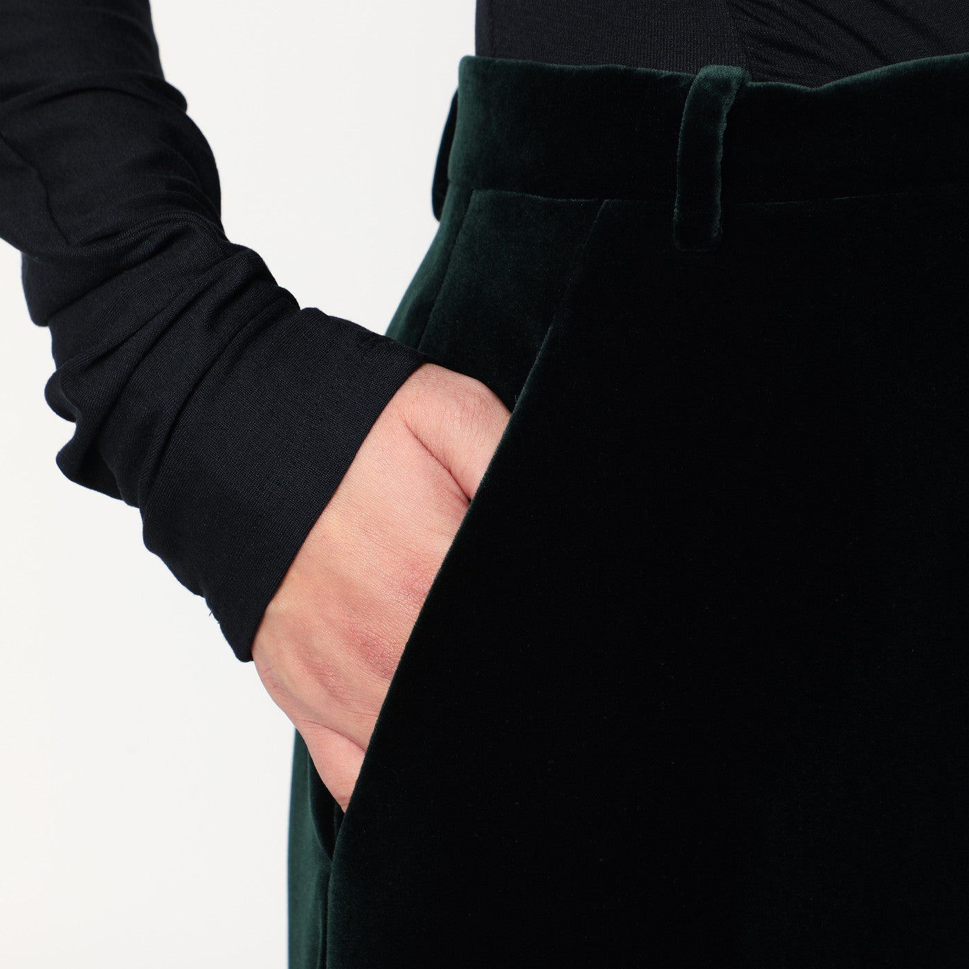 Gonna midi a portafoglio verde in velluto