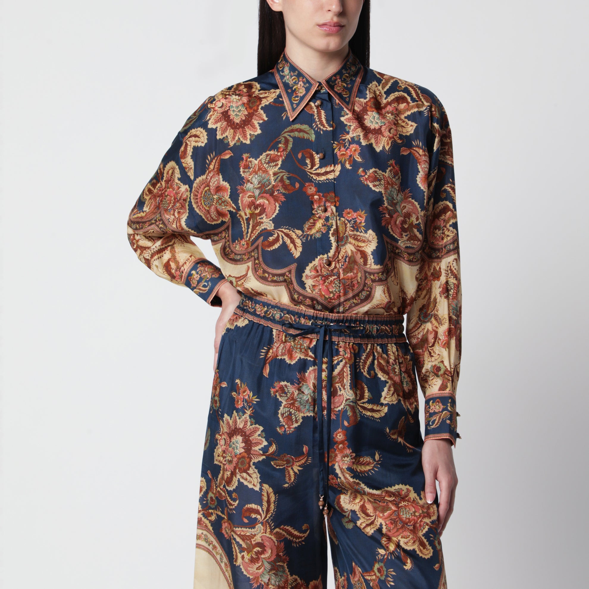 Aster Relaxed navy Jacobean shirt