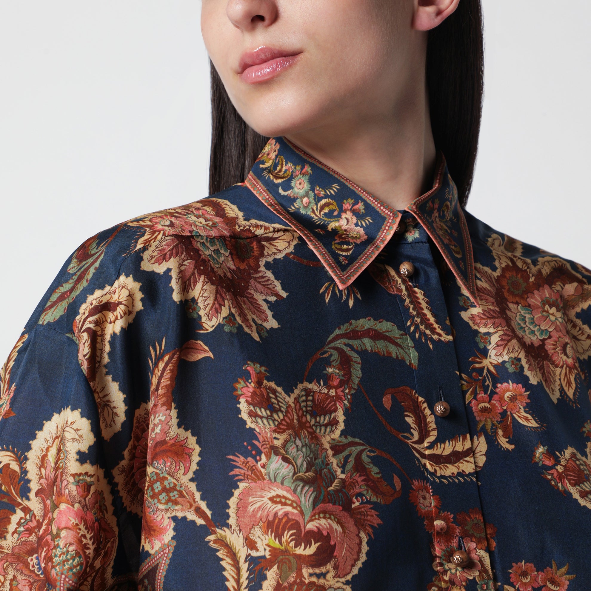 Aster Relaxed navy Jacobean shirt