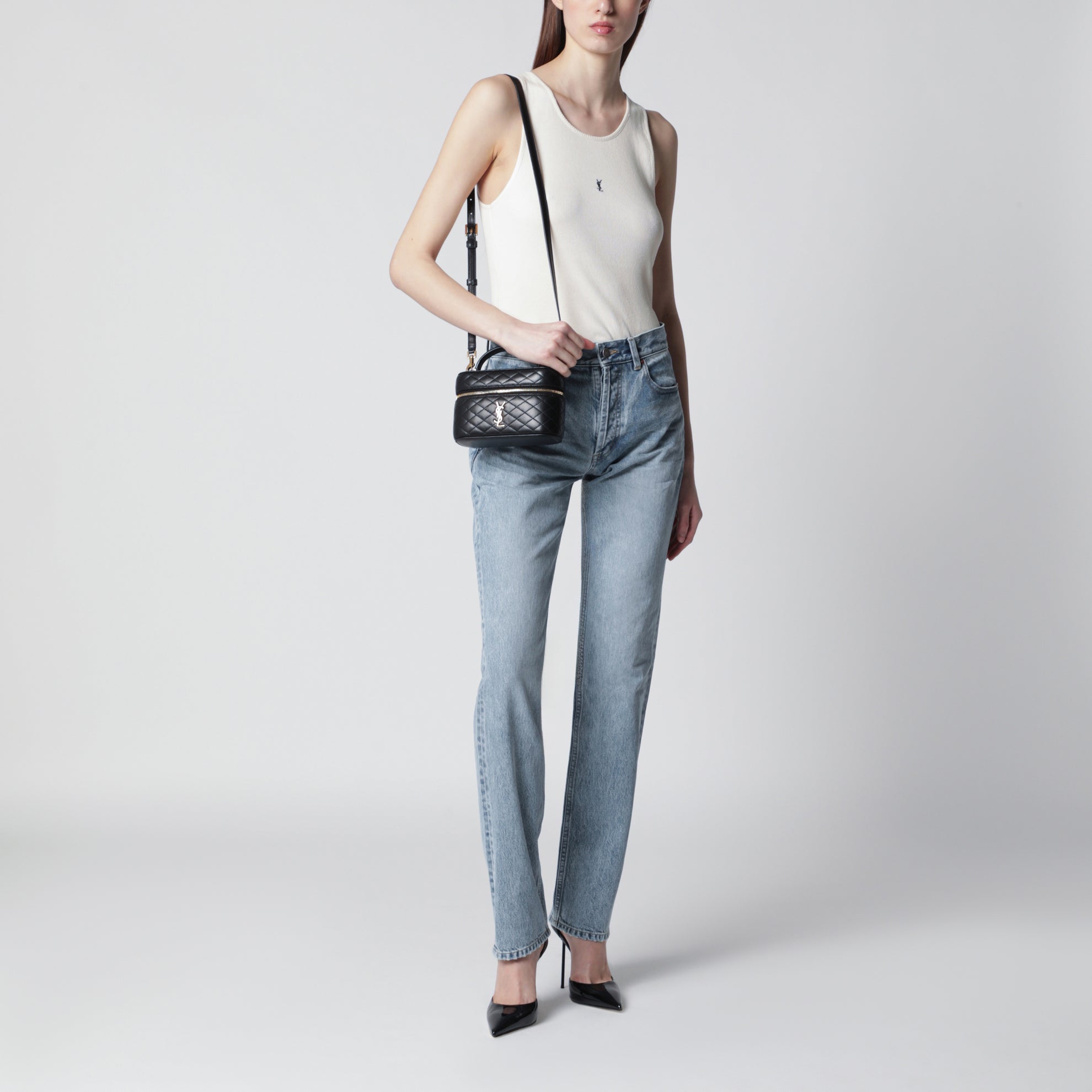 High-Waist-Jeans gerade geschnitten hellblau