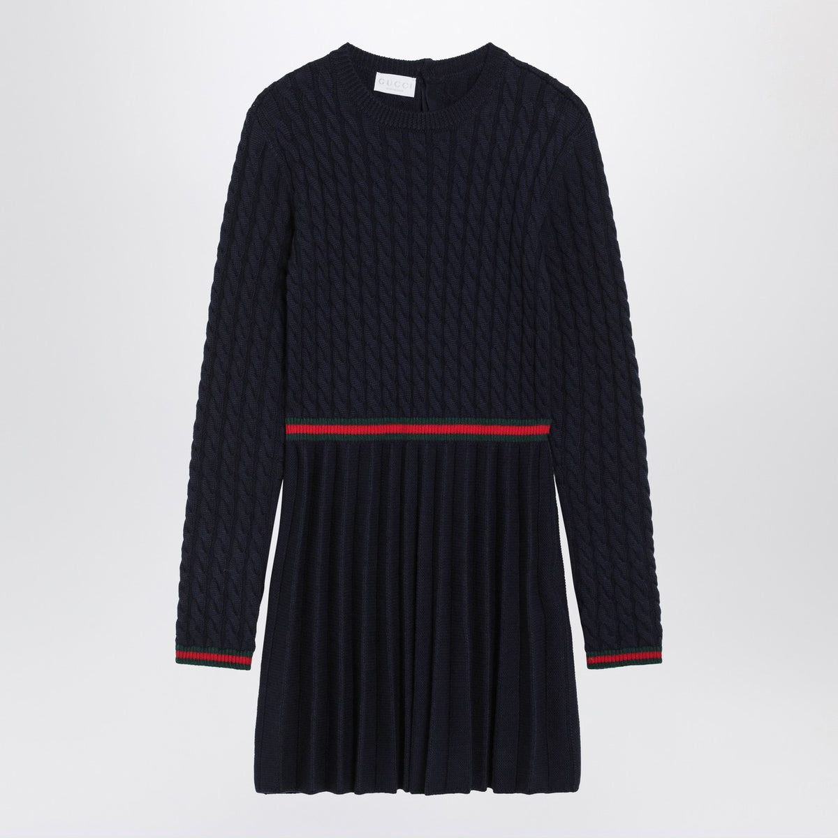 GUCCI Blue wool dress with Web detail