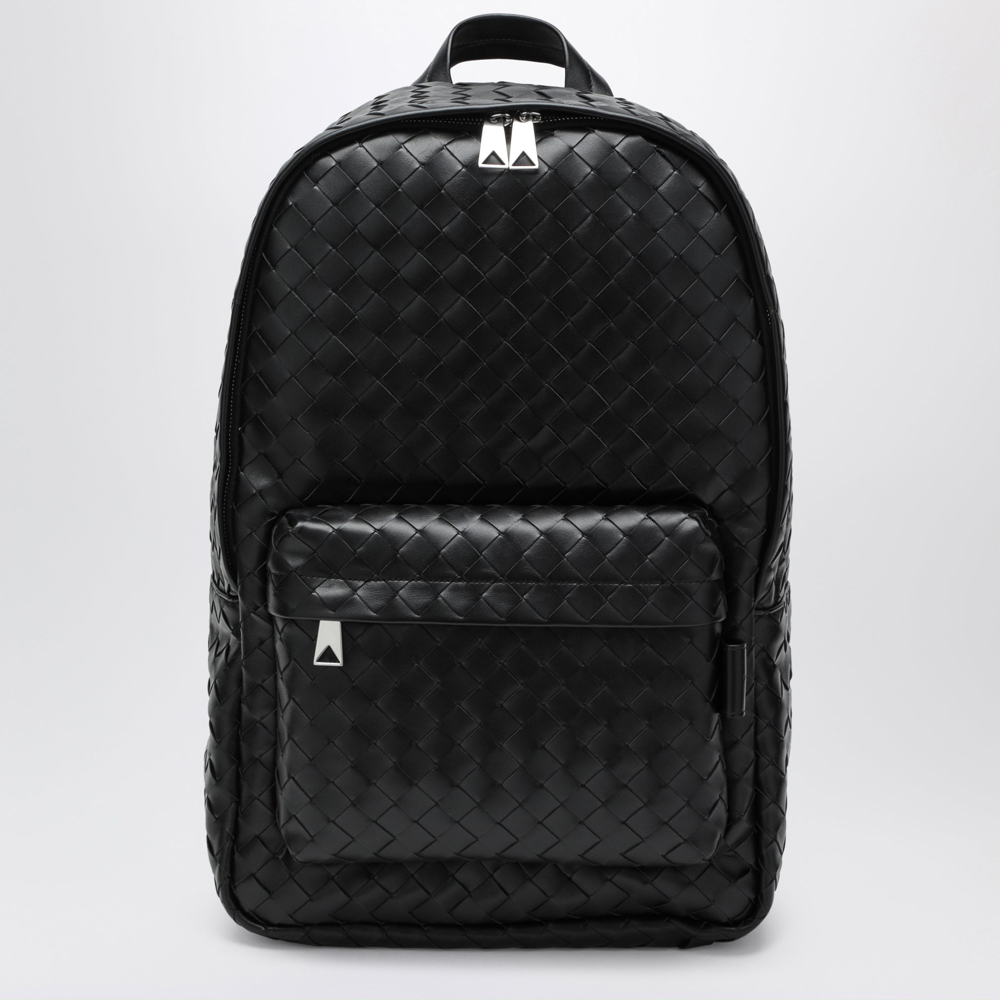 Medium black backpack in Intrecciato weave