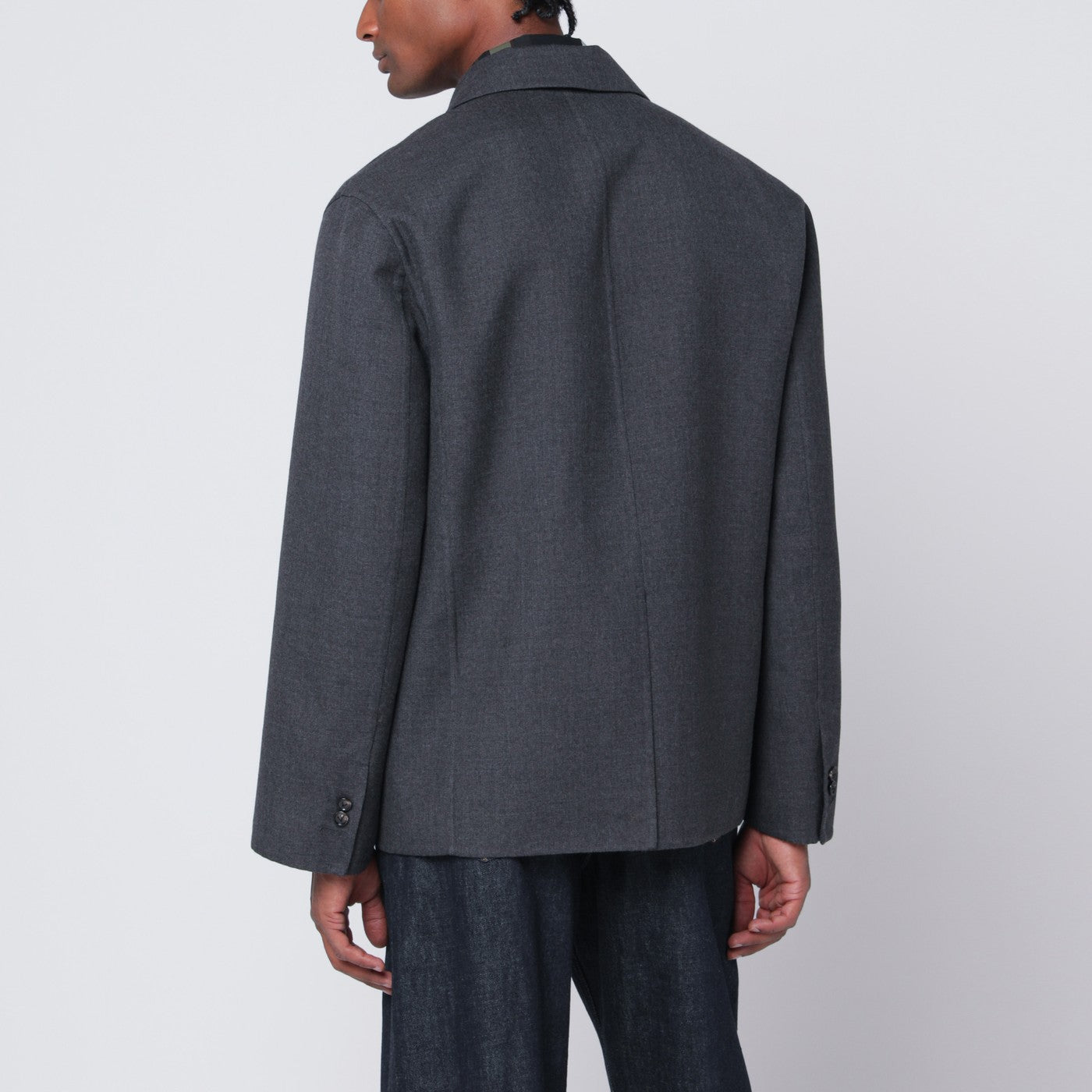 Grey double-breasted wool jacket