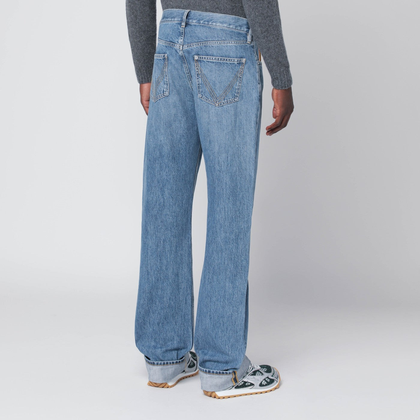 Jeans blu con tasca in Intrecciato